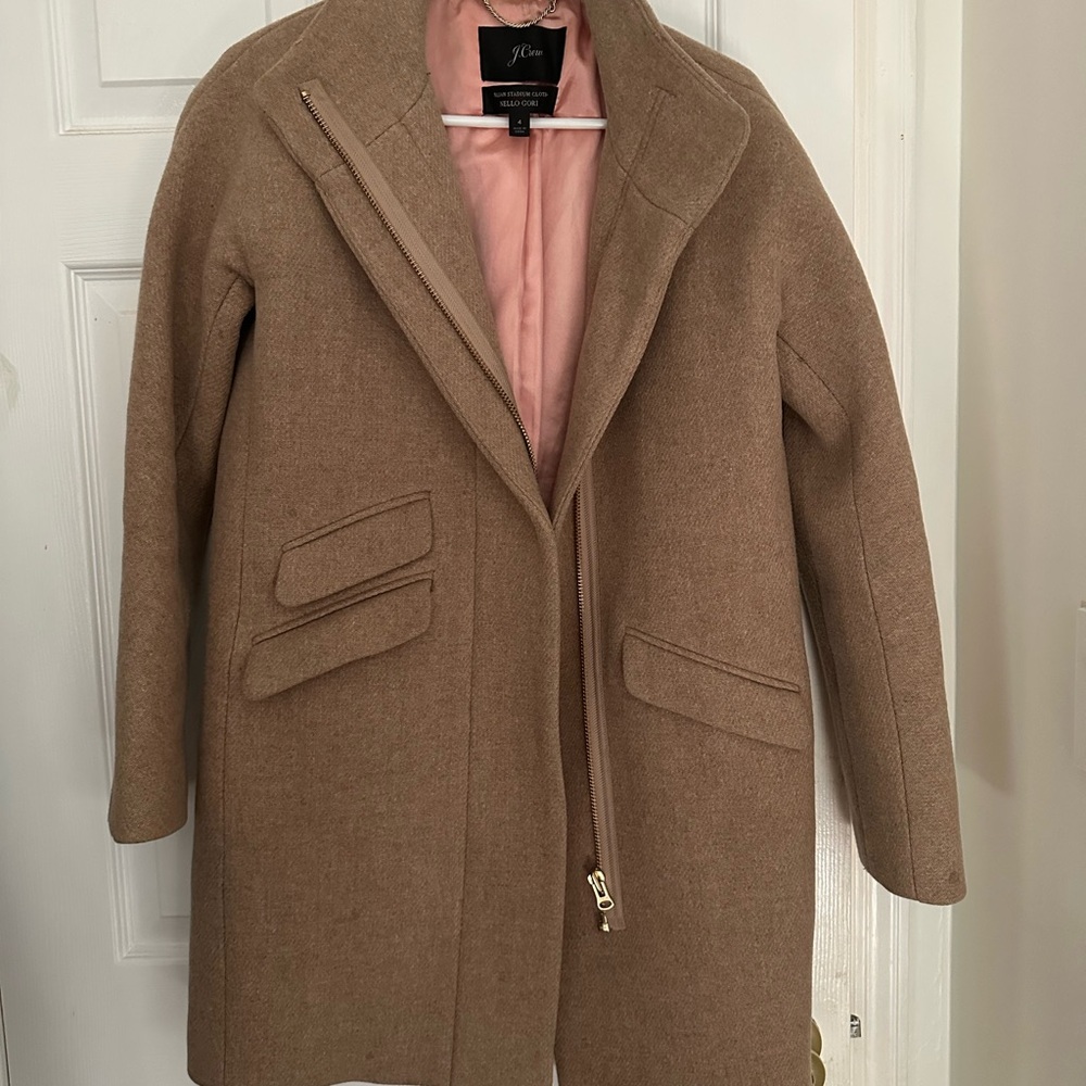 J. Crew Tan Trench Coat Wool-Blend Timeless Design